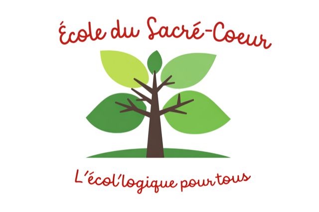 Logo de l'École du Sacré-Cœur : un arbre aux feuilles vertes et la signature L'écol'logique pour tous